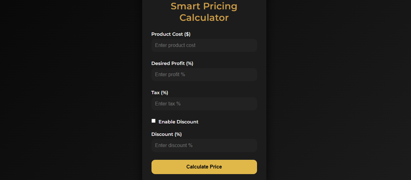 Smart Pricing Calculator – Freelancer Tool Preview